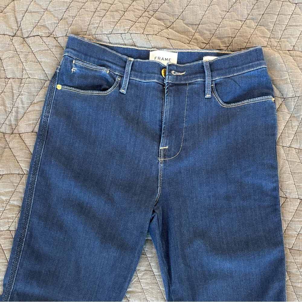 Frame Jeans | Le High Straight | Size 29 | Gold Stitching | Indigo